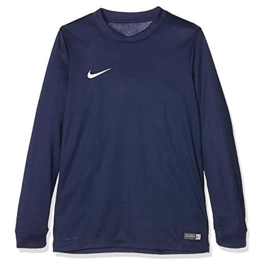Nike pro vent, maglietta aderente ss con scollo a v bambino, multicolore (midnight navy/white), l