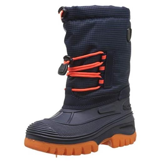CMP kids ahto wp snow boots, scarpone da neve, unisex - bambini e ragazzi, blu (b. Blue-orange fluo), 28 eu