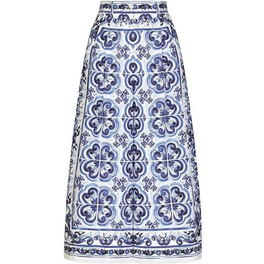 Dolce & Gabbana culottes crop con stampa maioliche - blu