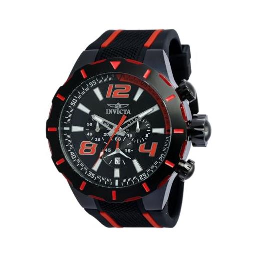 Invicta s1 rally - orologio da uomo in acciaio inossidabile con movimento al quarzo - 53 mm, nero/rosso