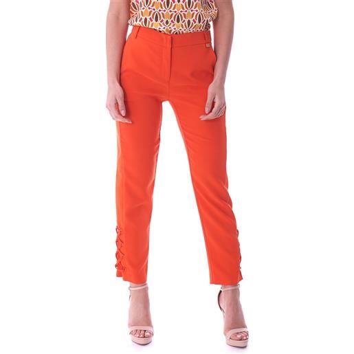 LUCKYLU pantalone LUCKYLU sigaretta stringato al fondo, colore arancio