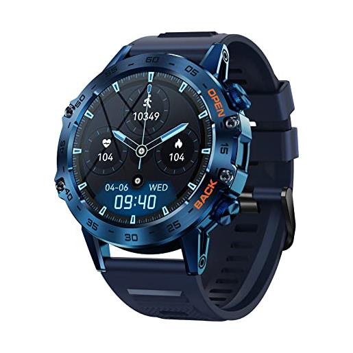 SoPrii smartwatch uomo orologio fitness smart watch tracker di attività con le chiamata bluetooth, informazione, 100+ modalità sport salute fitness tracker, cronometro per ios android（blu）