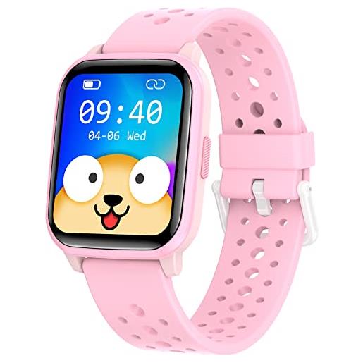 HENGTO orologio fitness tracker per bambini, orologio intelligente bambini impermeabile ip68 con contapassi, frequenza cardiaca, monitor del sonno, regalo per ragazzi ragazze adolescenti 6-16 (pink)