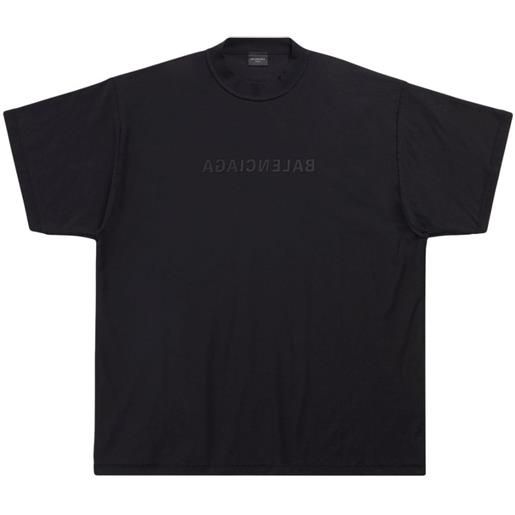 Balenciaga t-shirt oversize con ricamo - nero