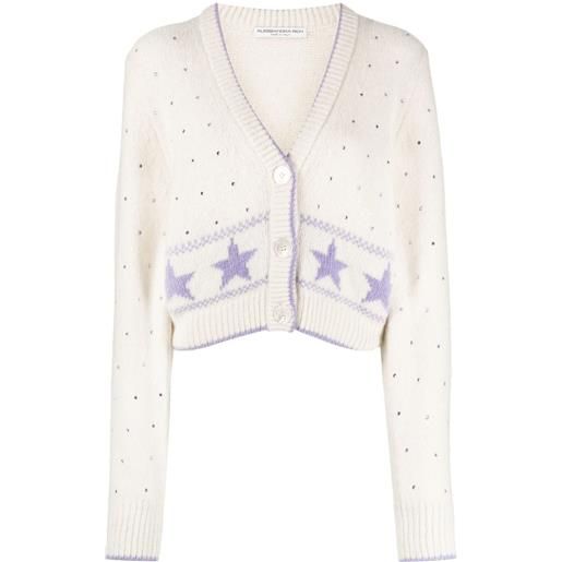 Alessandra Rich cardigan con scollo a v - bianco