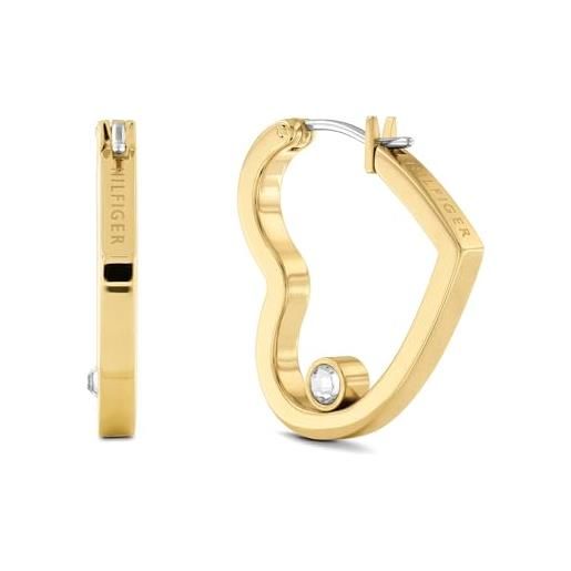 Tommy Hilfiger jewelry orecchini da donna in acciaio inossidabile con cristalli, giallo oro