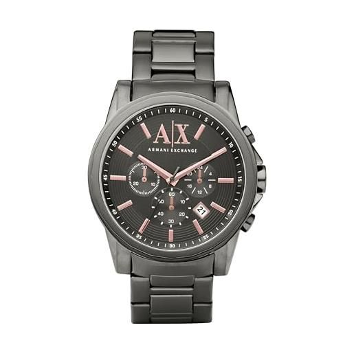 Armani Exchange orologio da uomo, cronografo al quarzo, cassa in acciaio inossidabile 45 mm con bracciale in acciaio inossidabile, ax2086
