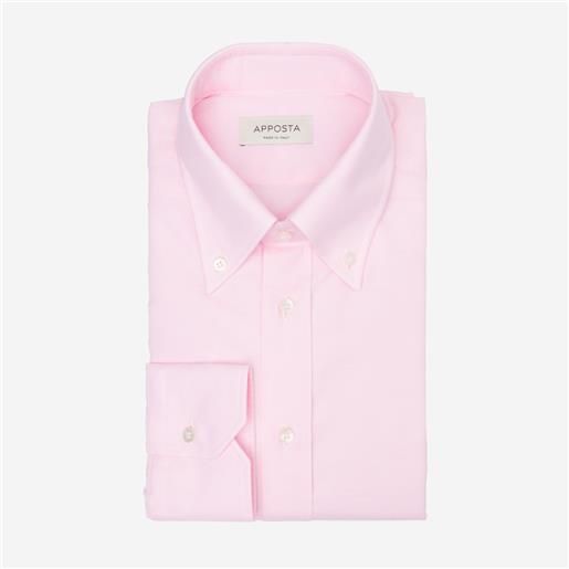 Apposta camicia tinta unita rosa 100% puro cotone oxford triplo ritorto supima, collo stile collo button down