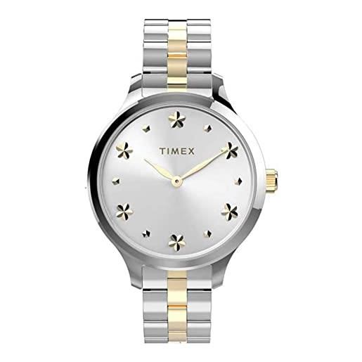 Timex orologio da donna peyton 36mm, bicolore. , misura unica, 36 mm peyton con pennarelli floreali