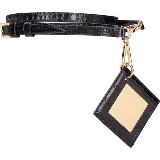 TORY BURCH 1.3cm leather belt w/ logo mirror