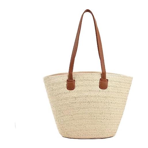 YXQSED borsa da spiaggia per esterni borsa da spiaggia in rattan borsa da spiaggia moda estiva casual borsa di paglia di grande capacità borsa da spiaggia borsa da spiaggia retrò borsa in rattan