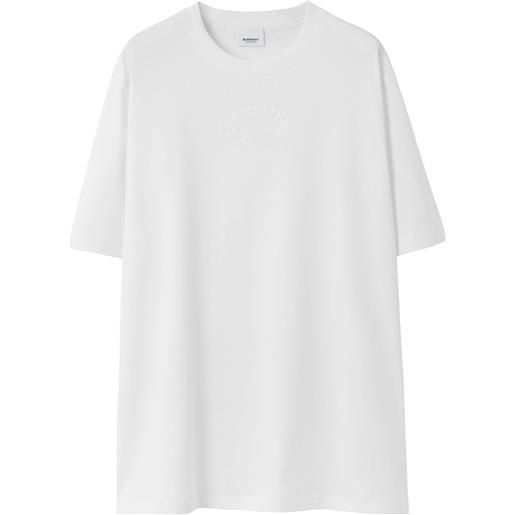 Burberry t-shirt con ricamo oak leaf crest - bianco