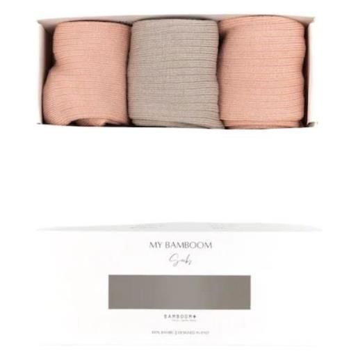 Bamboom box 3 paia calze antiscivolo colorate per bambino 2-4 anni - rosa cipria - sabbia