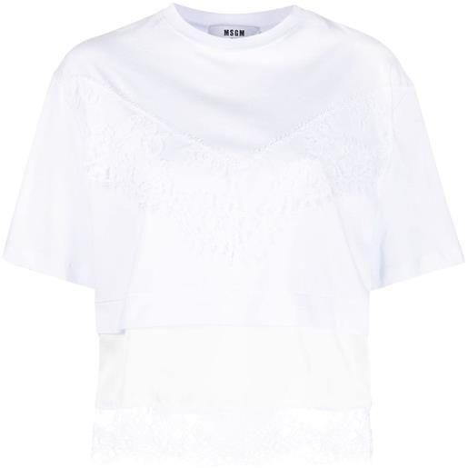MSGM t-shirt con dettaglio in pizzo - bianco