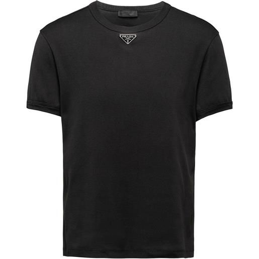 Prada t-shirt con placca logo - nero