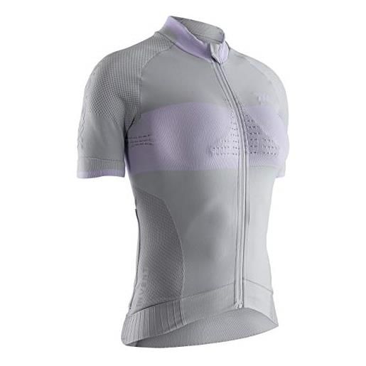 X-Bionic invent 4.0 - maglia ciclismo donna - abbigliamento ciclismo professionale - maglietta manica corta con cerniera estiva e invernale, dolomite grey/magnolia purple m