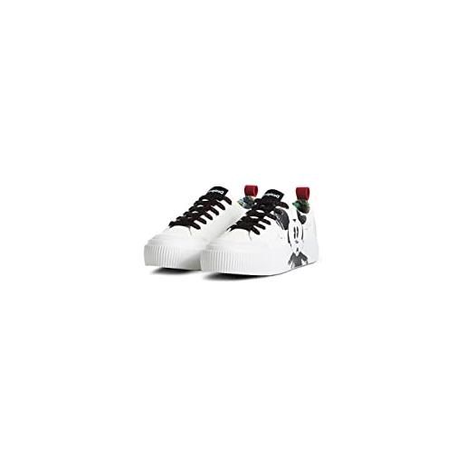 Desigual shoes_street_mickey crac 1000 white, scarpe da ginnastica donna, bianco, 40 eu