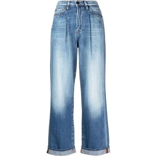 3x1 jeans a gamba ampia con effetto schiarito - blu