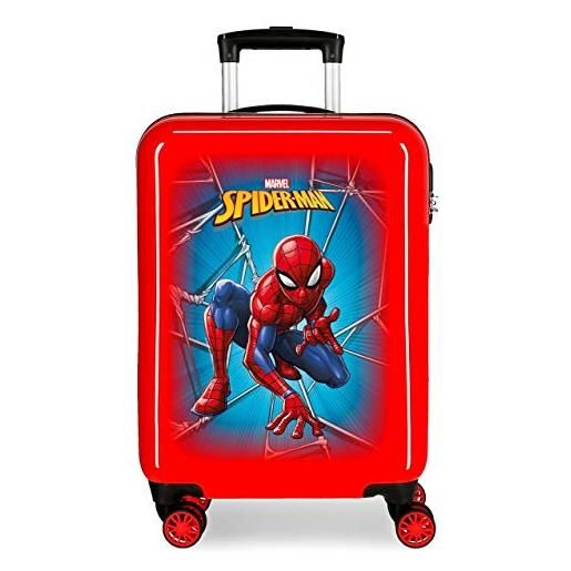 Marvel spiderman black trolley cabina rosso 37x55x20 cms rigida abs chiusura a combinazione numerica 34l 2,6kgs 4 doppie ruote bagaglio a mano