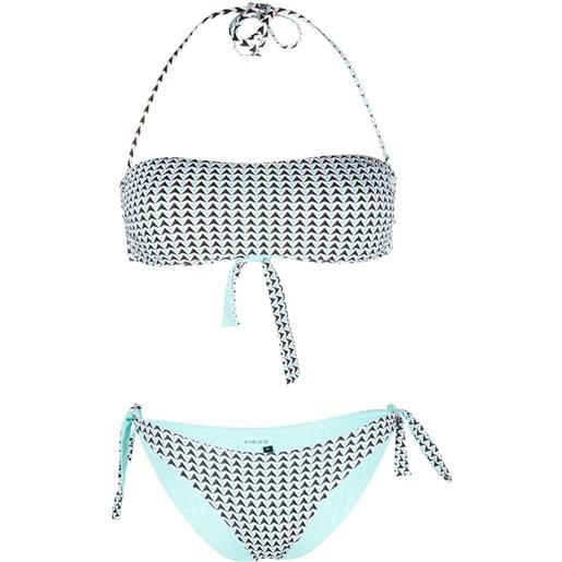 Fisico bikini con stampa geometrica - blu