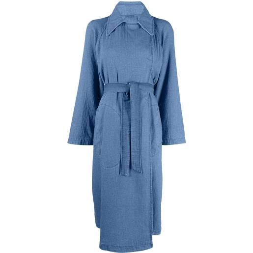 Emporio Armani cappotto doppiopetto con cintura - blu
