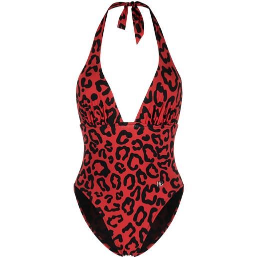 Dolce & Gabbana costume intero leopardato - rosso