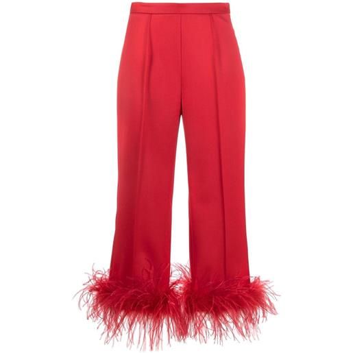 STYLAND pantaloni a vita alta con piume - rosso