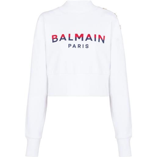 Balmain felpa 3-buttons con stampa - bianco