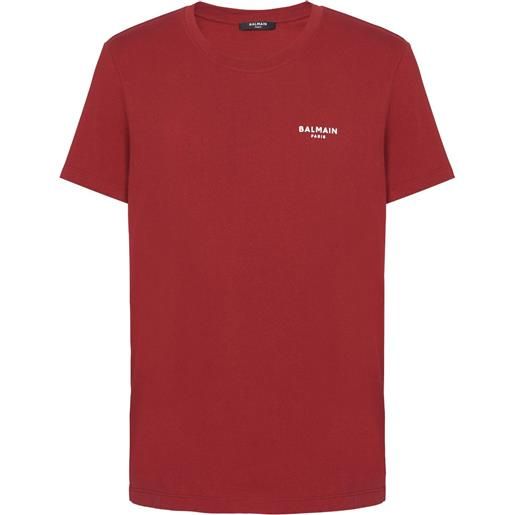 Balmain t-shirt con logo floccato - rosso