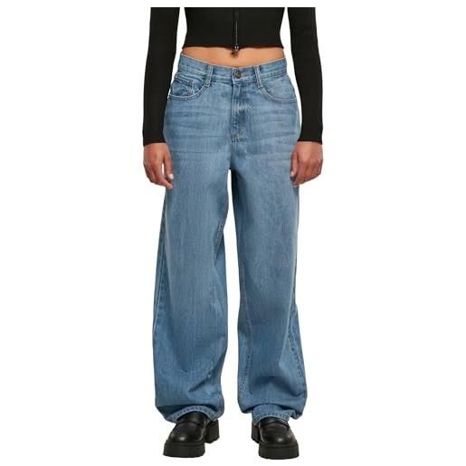 Urban Classics ladies high waist 90´s wide leg denim pants, pantaloni donna, blu (blu (midstone washed)), 34