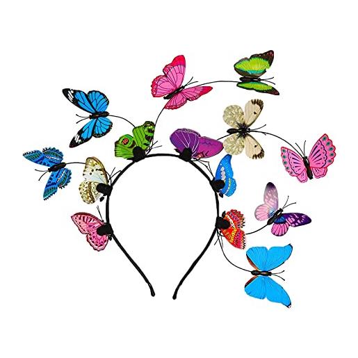 Bogoro farfalla fascinator, farfalla accessori capelli fascinator, 3d farfalla cerchietto, fascia per capelli da donna per tea party, costume, sposa, cosplay(multicolor)