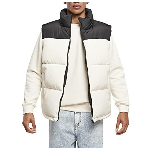 Urban Classics gilet block puffer giacca, nero/bianco sabbia, s uomo