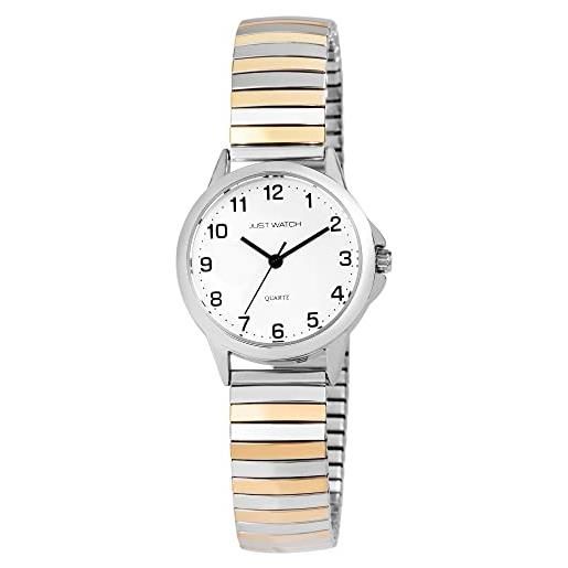 Just Watch orologio da donna in acciaio inox, elegante, facile da leggere, 19,5 cm, diametro 29 mm, larghezza 14 mm, regalo per donne e figlie della nonna, argento color oro, bracciale