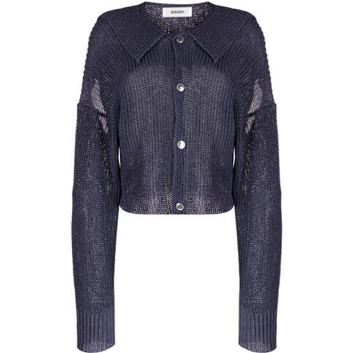 sulvam cardigan con spacco - blu