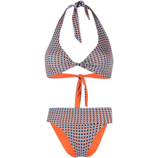 Fisico bikini reversibile con motivo geometrico - arancione