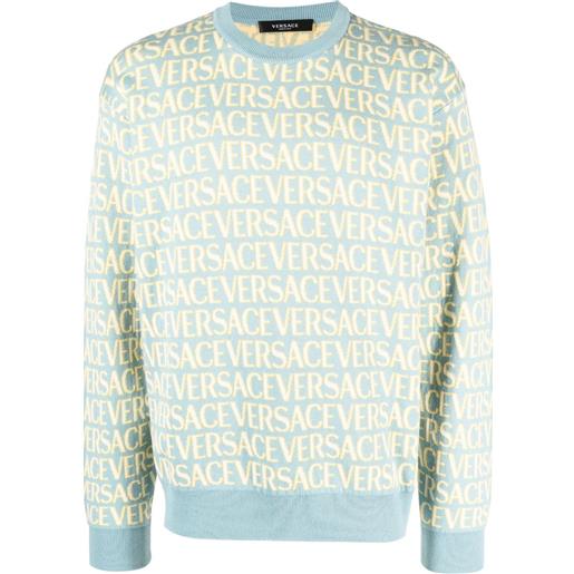 Versace maglione con effetto jacquard - blu
