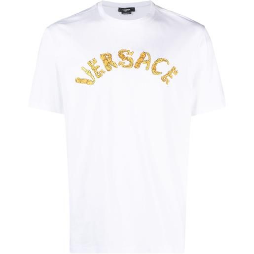 Versace t-shirt seashell baroque con logo - bianco