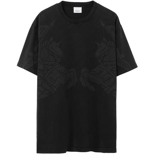 Burberry t-shirt girocollo equestrian knight - nero