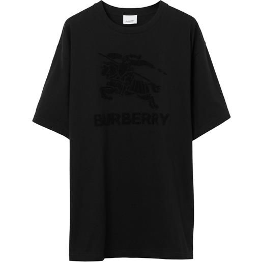 Burberry t-shirt girocollo equestrian knight - nero