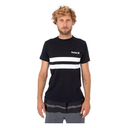 Hurley m oceancare block party ss tee maglietta, nero (marbeled), l uomo