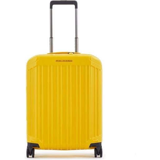 Piquadro pqlight valigia trolley cabina, 4 ruote, 55 cm, tsa, giallo