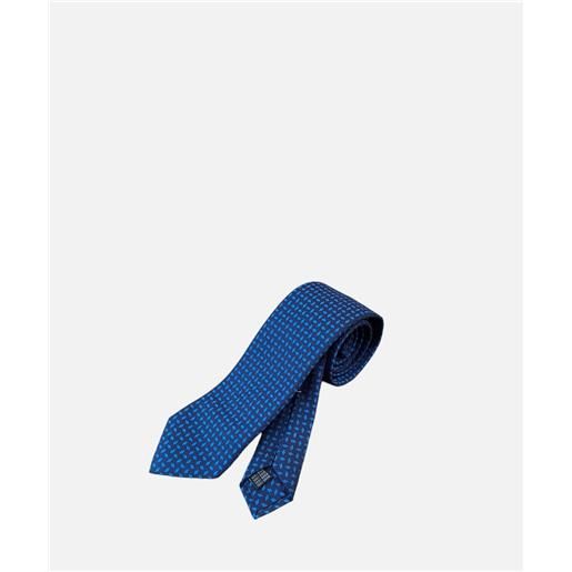 Ulturale cravatta 3 pieghe english, 100% seta jacquard, blu pattern