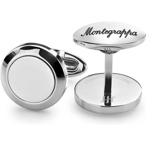 Montegrappa classico monogramma eleganti gemelli in acciaio argentato