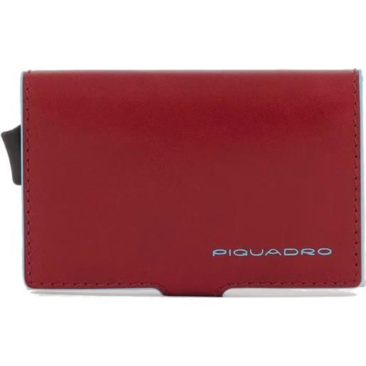 Piquadro blue square compact wallet, 6+2cc e banconote, pelle rosso