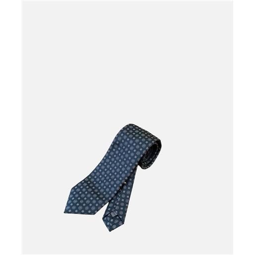 Ulturale cravatta 3 pieghe english, 100% seta jacquard, verde scuro fiori