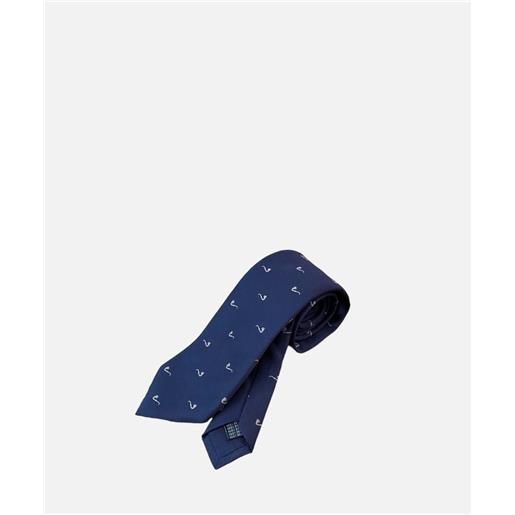 Ulturale cravatta 3 pieghe english, 100% seta jacquard, blu pipa