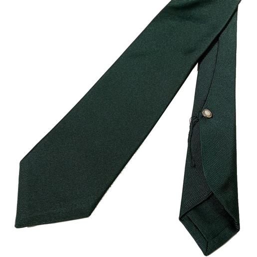 Ulturale cravatta tol con taschino e portafortuna, 100% seta jacquard, verde