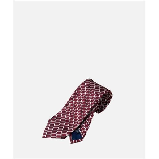 Ulturale cravatta tre pieghe classic, seta jacquard, rosso bianco vintage