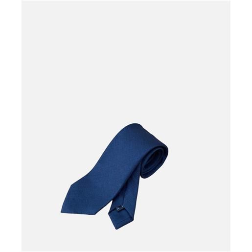 Ulturale cravatta tre pieghe classic, lino e seta, blu notte