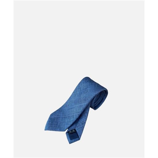 Ulturale cravatta tre pieghe classic, lino e seta, azzurro